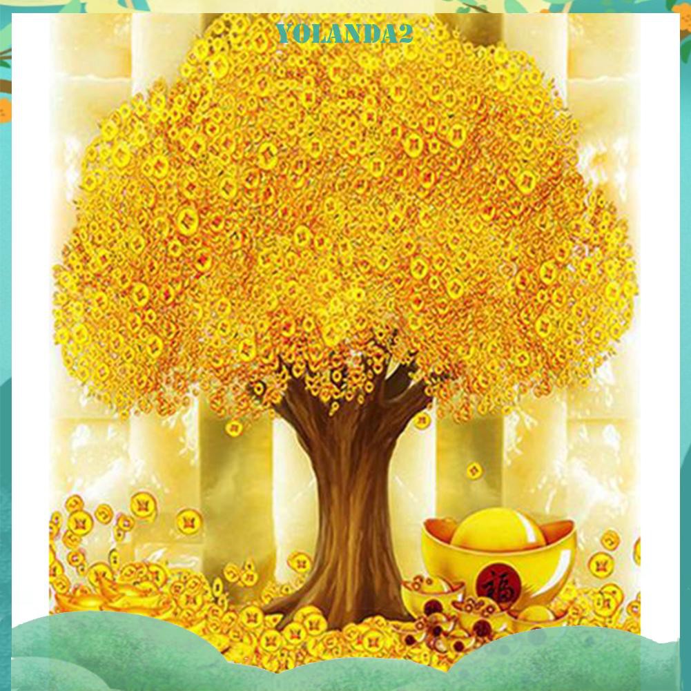 Bộ Tranh Đính Đá 5d Tự Làm Hình Cây Tiền Độc Đáo