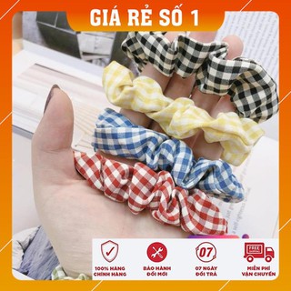 [FREESHIP - HÀNG LOAI 1] Cột tóc, buộc tóc vải Scrunchies Caro mini