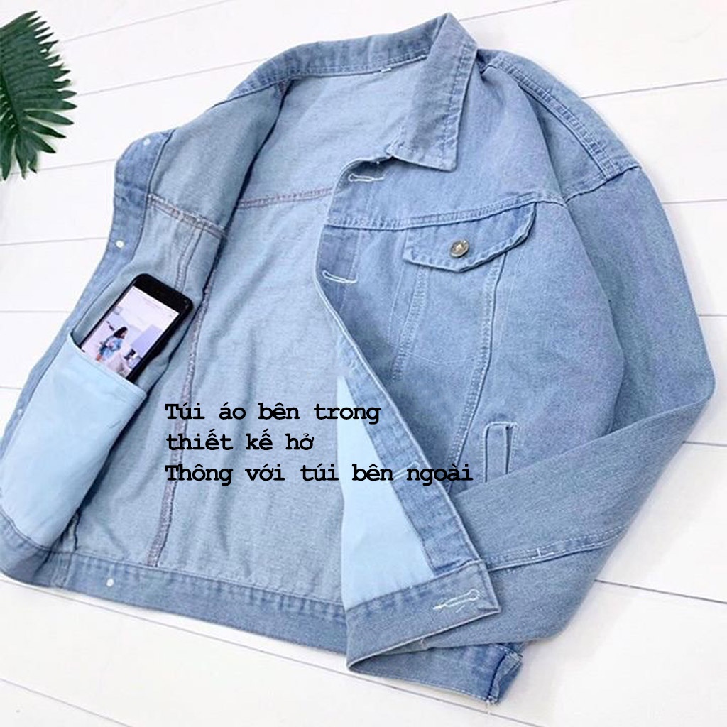 Áo khoác jean nam nữ Áo khoác rin bò From rộng unixex Đen Xanh trơn VNXX -HIDO SHOP