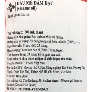 Dầu mè Beksul 500ml