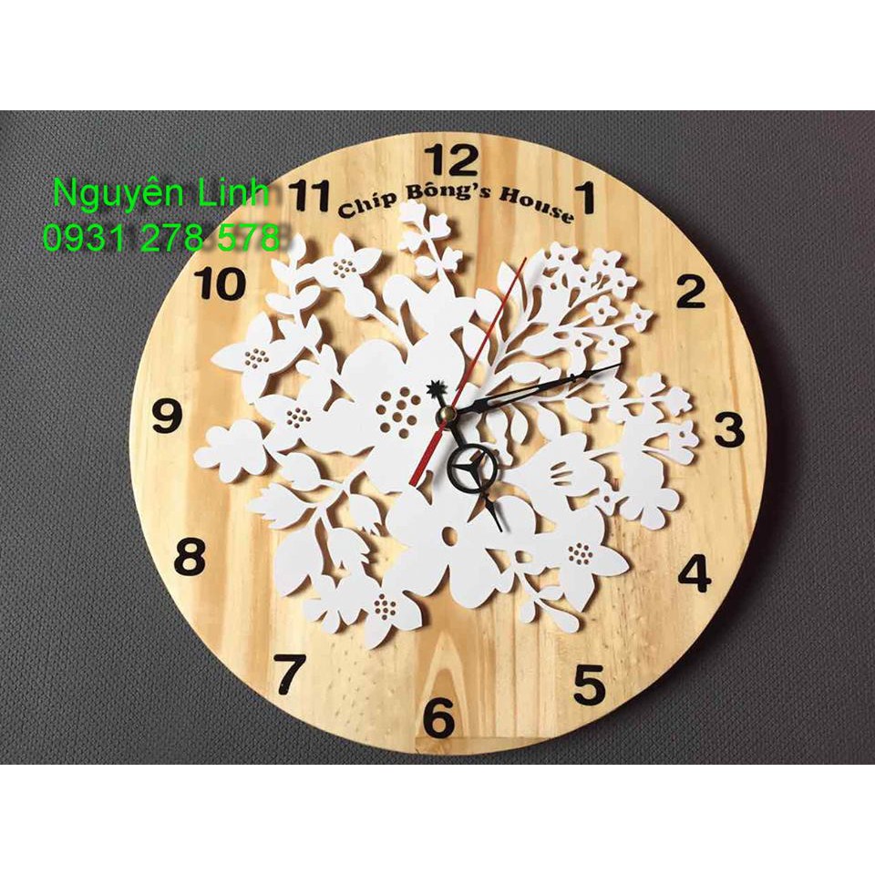 Đồng hồ treo tường - Hoa mica trắng
