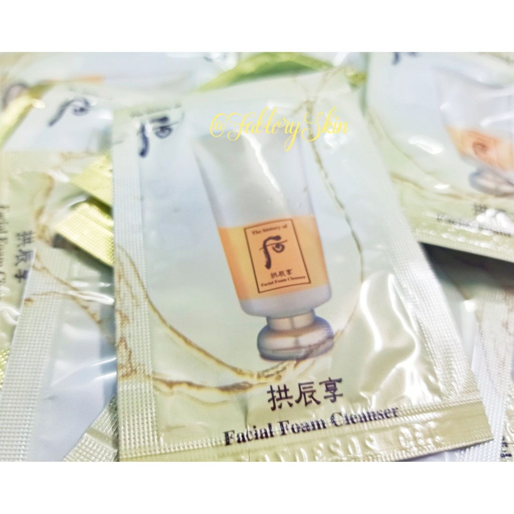 Sữa rửa mặt Whoo vàng FICIAL FOAM CLEANSER 2ml dịu nhẹ cấp ẩm; Date 2023