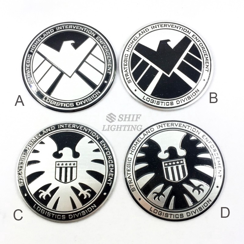 Sticker bằng nhôm hình logo avengers SHIELD S.H.I.E.L.D cho ô tô