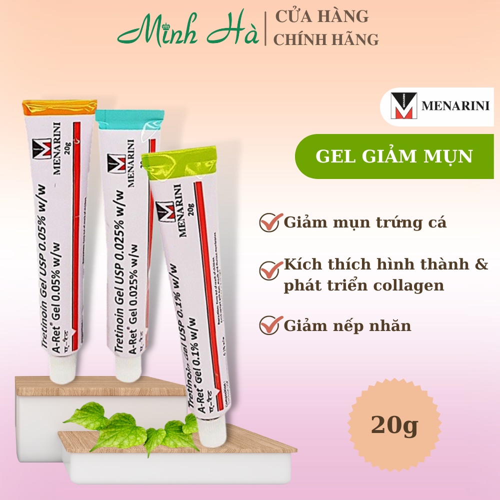 Gel giảm mụn Menarini Tretinoin USP Aret Gel 20g giảm mụn nám và tái tạo trẻ hóa làn da