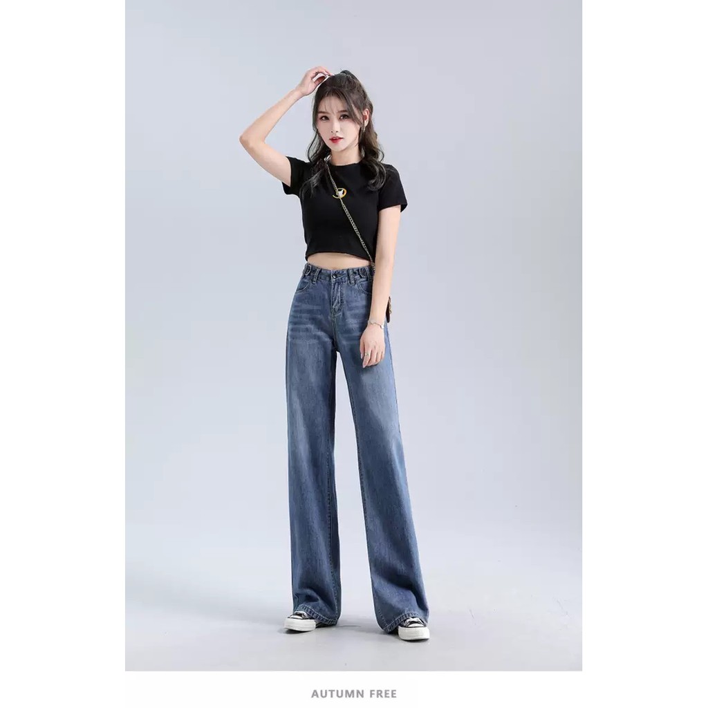 [ SOÁI CA ] QUẦN JEAN ỐNG RỘNG NỮ XANH ĐẬM RÂU MÈO LAI CUỐN FORM DÀI RỘNG CAO CẤP NITI2 SIÊU ĐẲNG CẤP, CỰC THỜI THƯỢNG