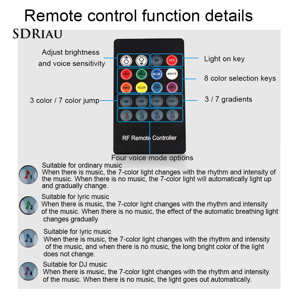 Đèn Led Xe Hơi 4 Trong 1 7 Màu 48 Bóng Kèm Remote Điều Khiển