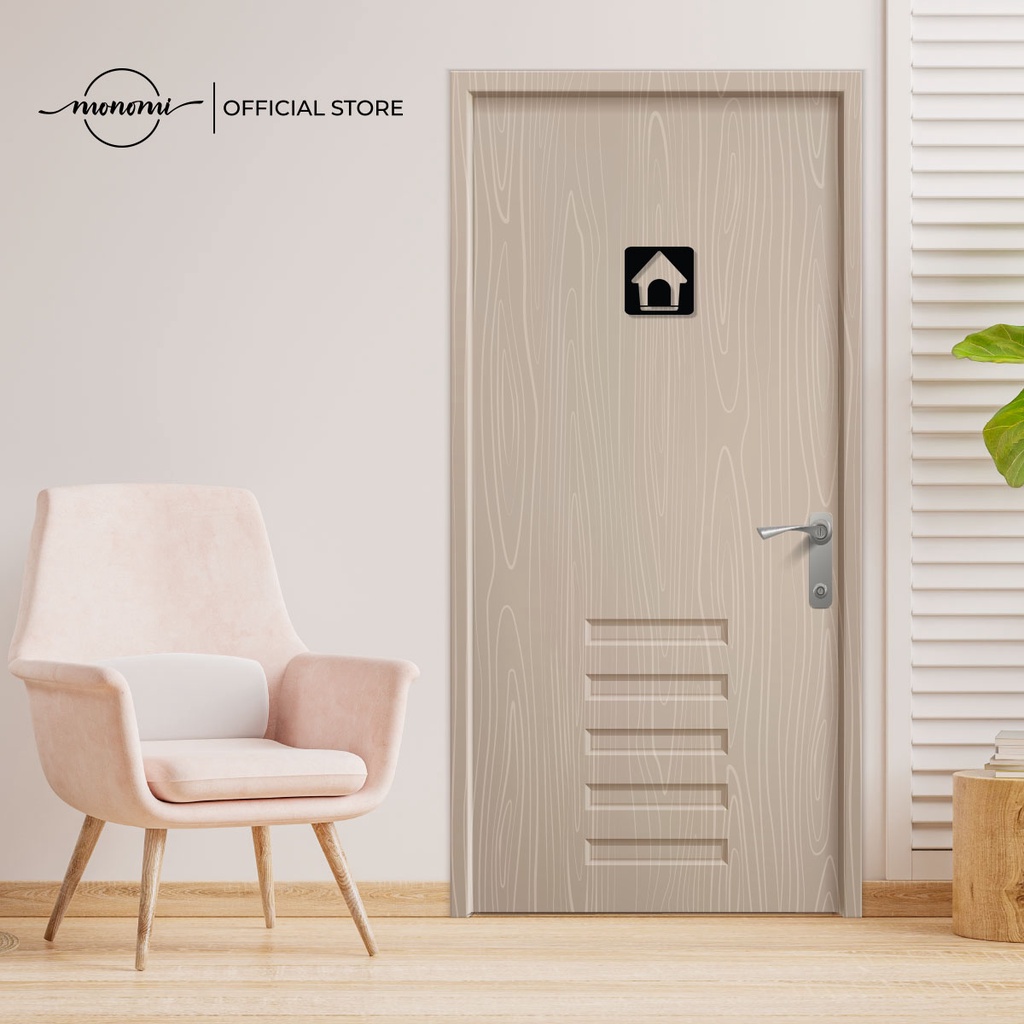 Miếng dán trang trí cửa toilet vui nhộn, ngộ nghĩnh, sticker kim loại cắt CNC dán chống thấm, bền lâu - Monomi SM009