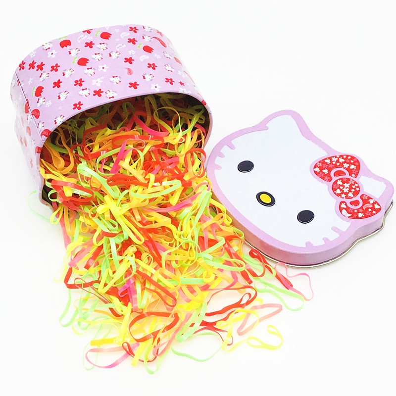 Hộp Thun Cột Tóc Hình Mèo Kitty Nhiều Màu Xinh Yêu
