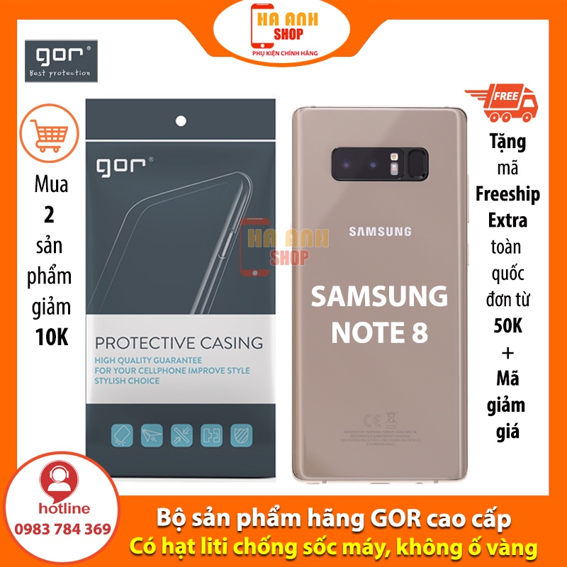 Ốp samsung Note 8 hãng Gor cao cấp trong suốt, siêu dẻo, siêu mỏng, siêu nhẹ