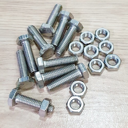 Gói 10 Bộ Bulon Đầu Bằng Phẳng Lục Giác Ngoài INOX 304 Size M8 Răng 8mm Dài 33mm Sáng Bóng Gia Công Tỉ Mỉ
