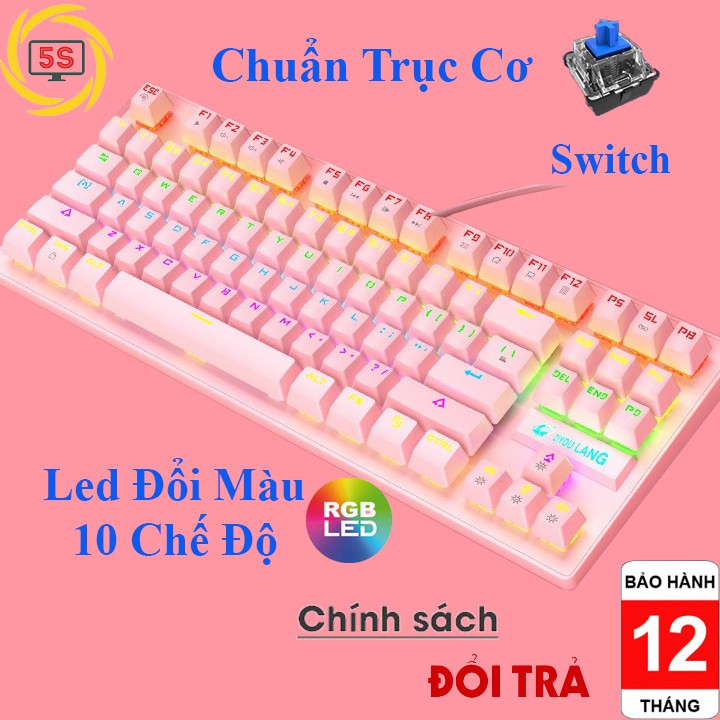 HOT GAMMING  Bàn Phím Cơ 100% K2-87 Phím Chức Năng-Led RGB-10 Chế độ LED