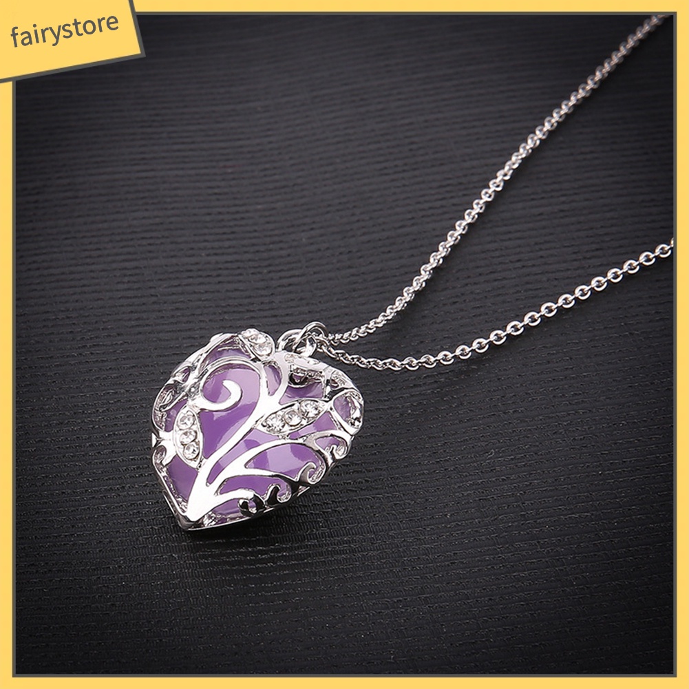 Dây Chuyền Mặt Hình Trái Tim Đính Đá Phát Sáng Thời Trang Cho Nữ