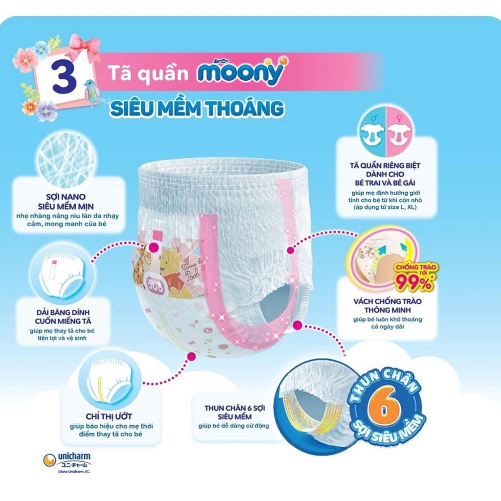 Tã Quần Moony Nhật Cho Bé Trai Size XL 38 Miếng (12 - 22kg)