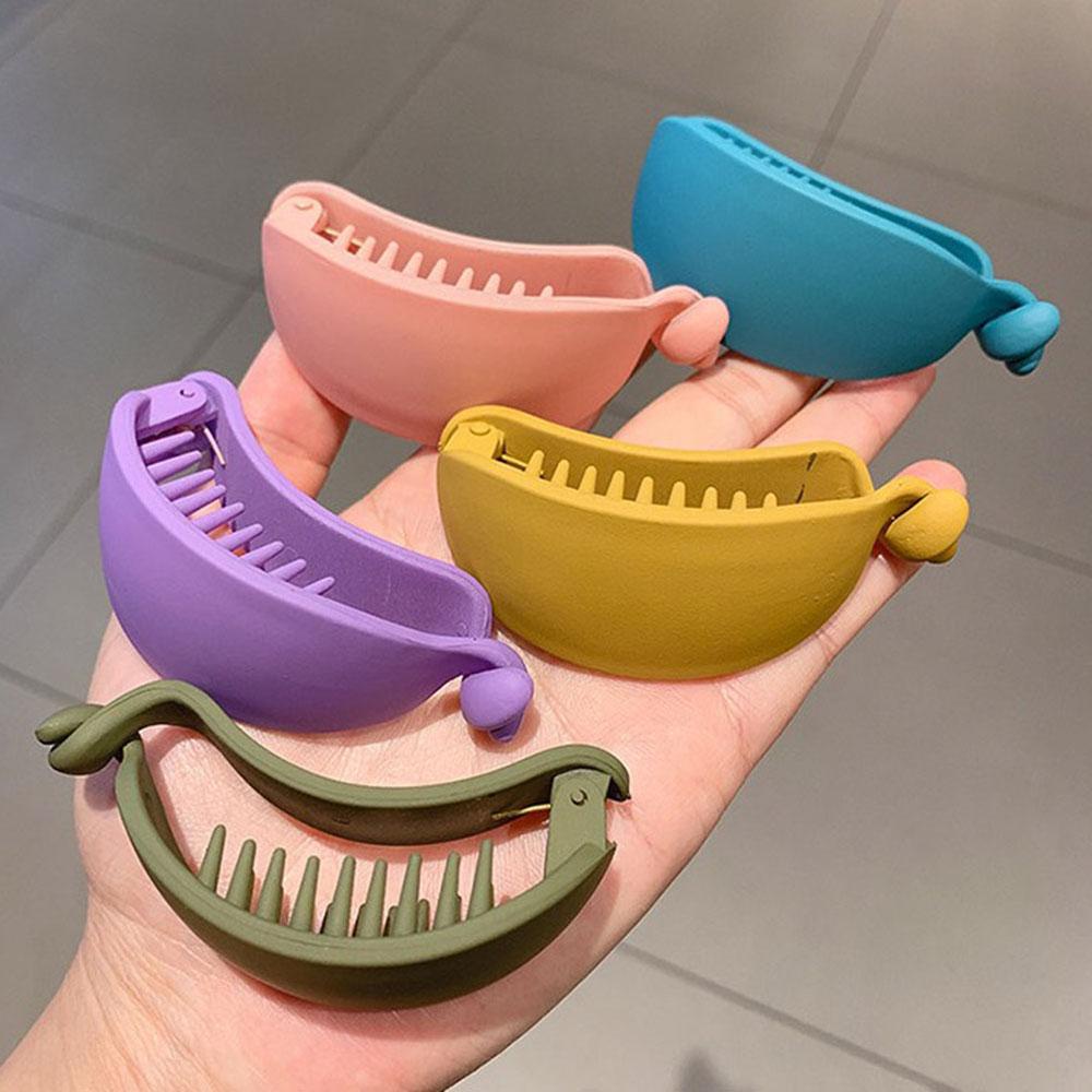 MOCHO Kẹp Tóc Màu Trơn Hình Quả Chuối Ngộ Nghĩnh Cho Nữ