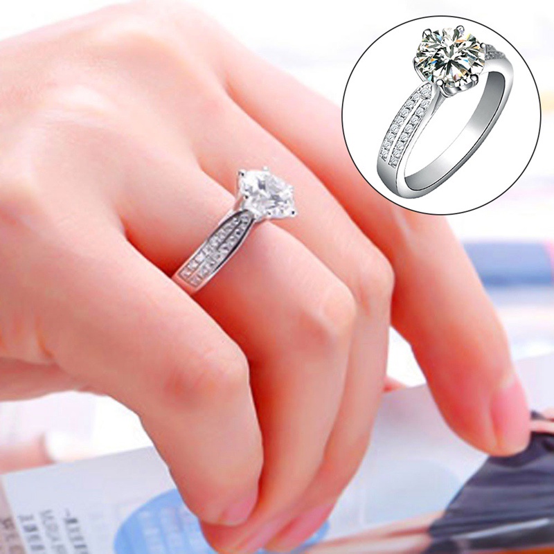 Nhẫn Cưới Mạ Bạc 925 Đính Đá Kim Cương Sang Trọng