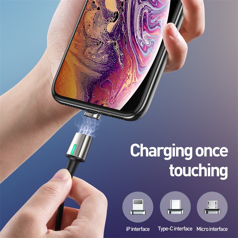 Bộ cáp nam châm 3 đầu Baseus Zinc Magnetic Cable Kit（Lightning/ Type C/ Micro Magnetic Connetor + USB Cable