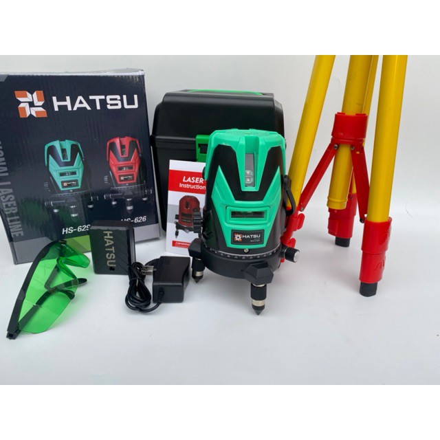Máy Cân Mực Laser 5 Tia Xanh HATSU-Kèm chân 1m2 cao cấp