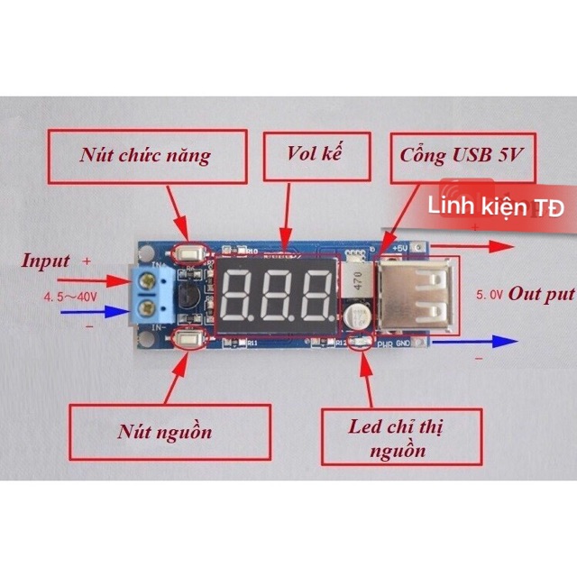 Mạch sạc pin điện thoại 5V 2A (mạch sạc điện thoại bằng acquy)