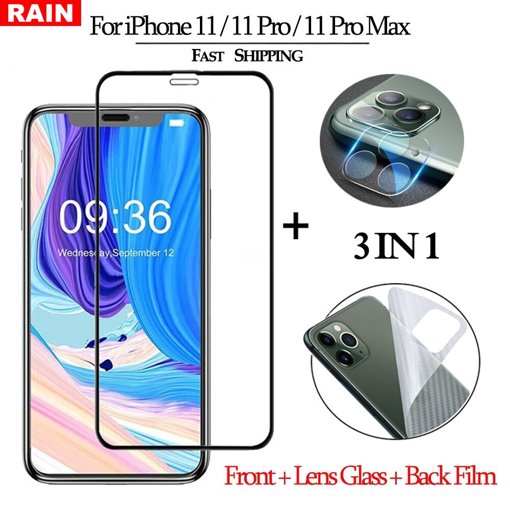 Kính cường lực 3 trong 1 bảo vệ toàn diện thích hợp cho IPHONE 12 PRO MAX IPHONE11 XR XS 6 6S 7 8 PLUS SE (có bán lẻ)