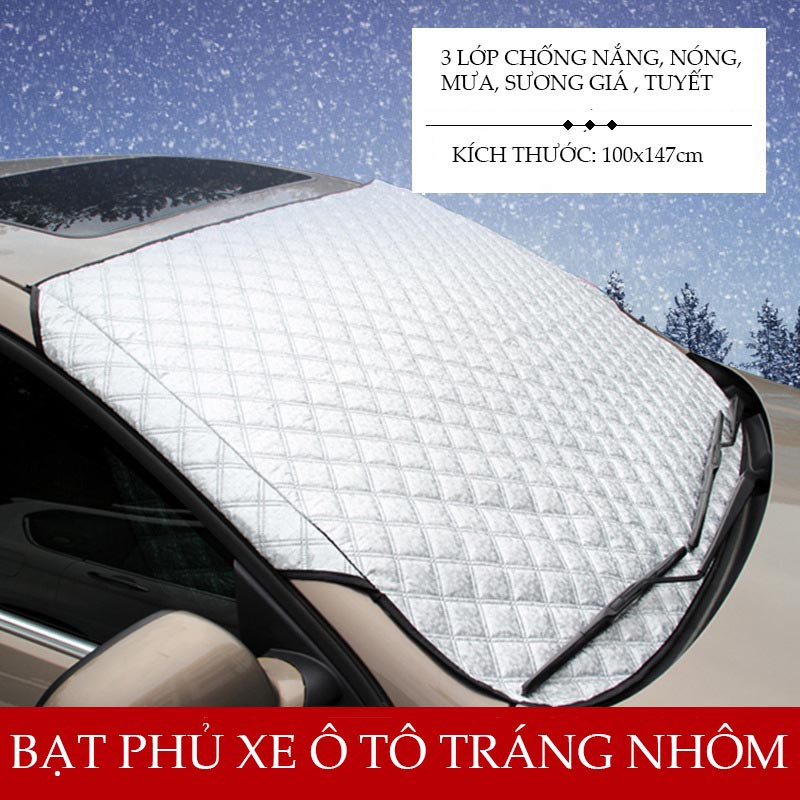 Bạt Phủ Xe Ô Tô Tráng Nhôm – Tấm Che Nắng Kính Lái – Loại Dày 3 Lớp