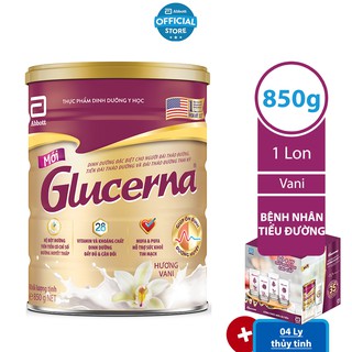 [Tặng Bộ 4 Ly thủy tinh] Sữa bột dành cho người bị tiểu đường Glucerna Abbott 850g/lon