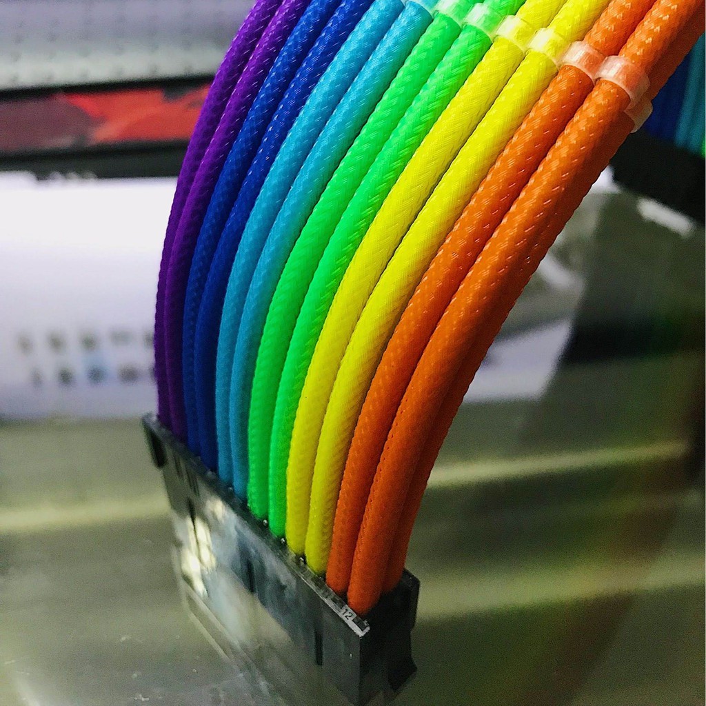 Dây nguồn bọc lưới Nối Dài 24pin-8pin-6pin-4pin lõi đồng bọc Silicon
