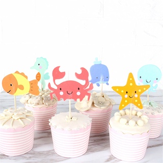 Tem cắm bánh Cupcake tôm cá cua nhiều màu tcl68