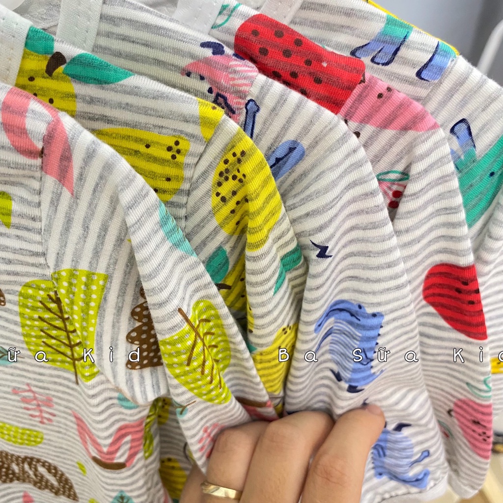 Bộ Cotton Giấy Thái Dài Tay Cúc Giữa Nằm Điều Hòa Cho Bé Trai Bé Gái Từ 6kg - 16kg Họa Tiết Dê Thương
