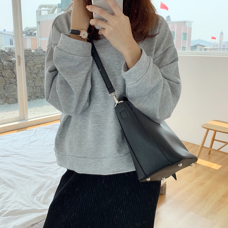 Túi Đeo Vai Dáng Xô Màu Trơn Cỡ Lớn Màu Sắc Đơn Giản Thời Trang Cho Nữ