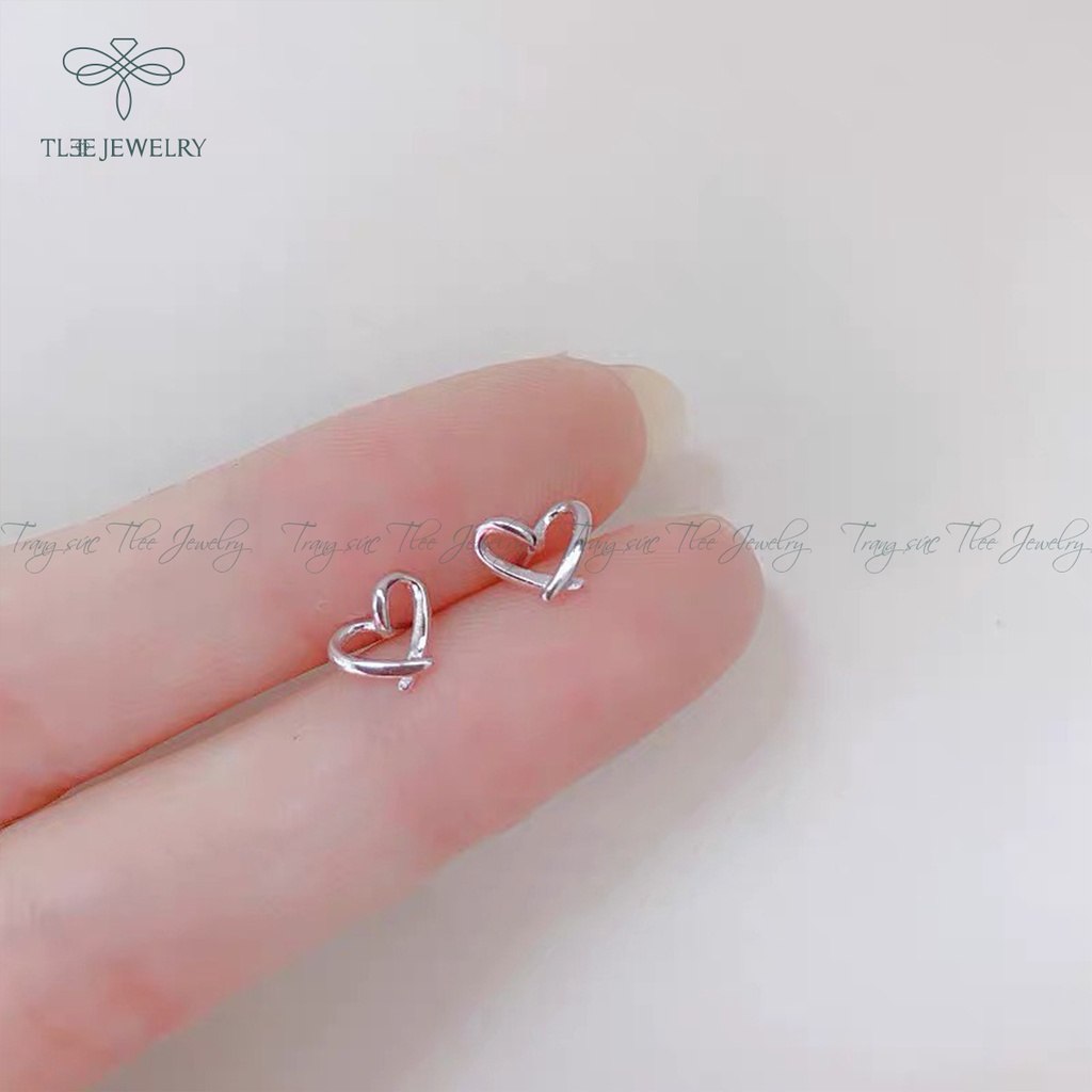 Khuyên tai bạc nữ TLEE trái tim đan chéo xinh xắn NCJ B0145