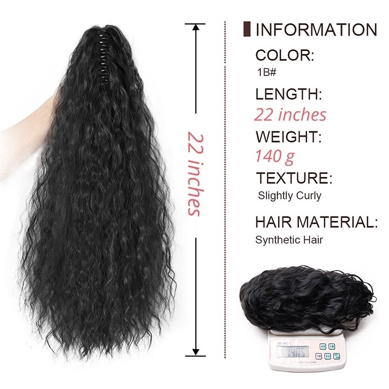 Tóc giả kẹp đuôi ngựa WIGSIN dạng xoăn dài thời trang dành cho nữ