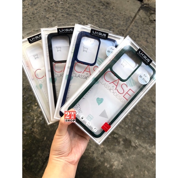 ỐP LƯNG LIKGUS CHỐNG SỐC GALAXY S20 ULTRA LƯNG TRONG, VIỀN MÀU CAO SU