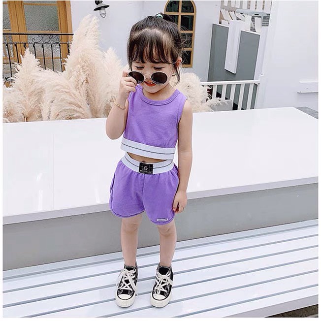 Đồ bộ bé gái Con Xinh cotton croptop thể thao cá tính, năng động, Thời trang mùa hè dành cho trẻ em từ 4 đến 10 tuổi