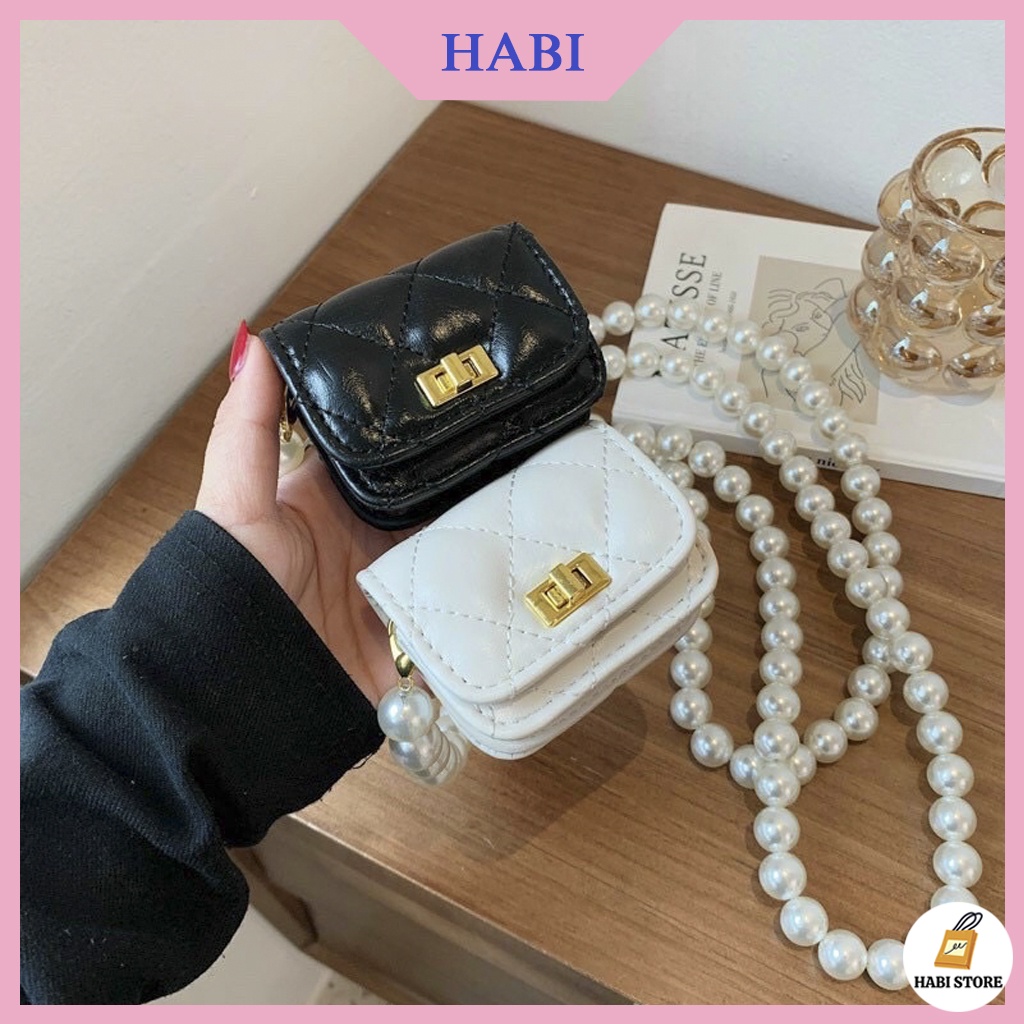 Túi mini đeo chéo nữ đẹp đi chơi cao cấp phong cách thời trang giá rẻ, Túi mini dây ngọc khoá xoay mẫu mới siêu hot M95
