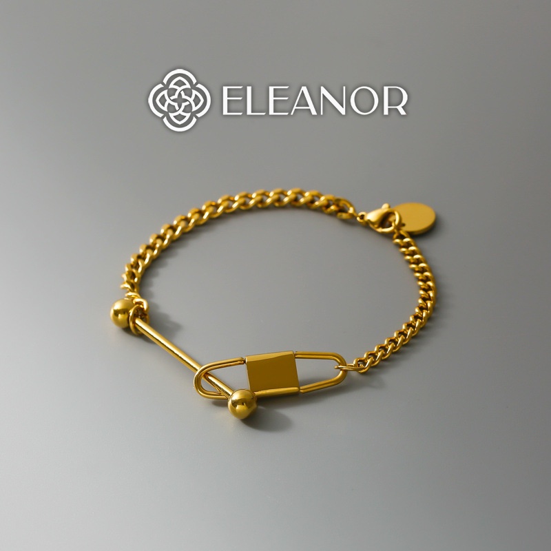 Lắc tay nữ Eleanor Accessories titan phụ kiện trang sức cá tính hình móc khóa mắt xích