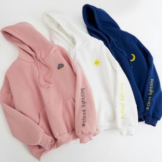 Áo khoác nỉ hoodie in chữ #clound lighting cute