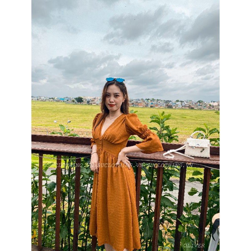 OLIVER DRESS- Đầm xòe tay phồng