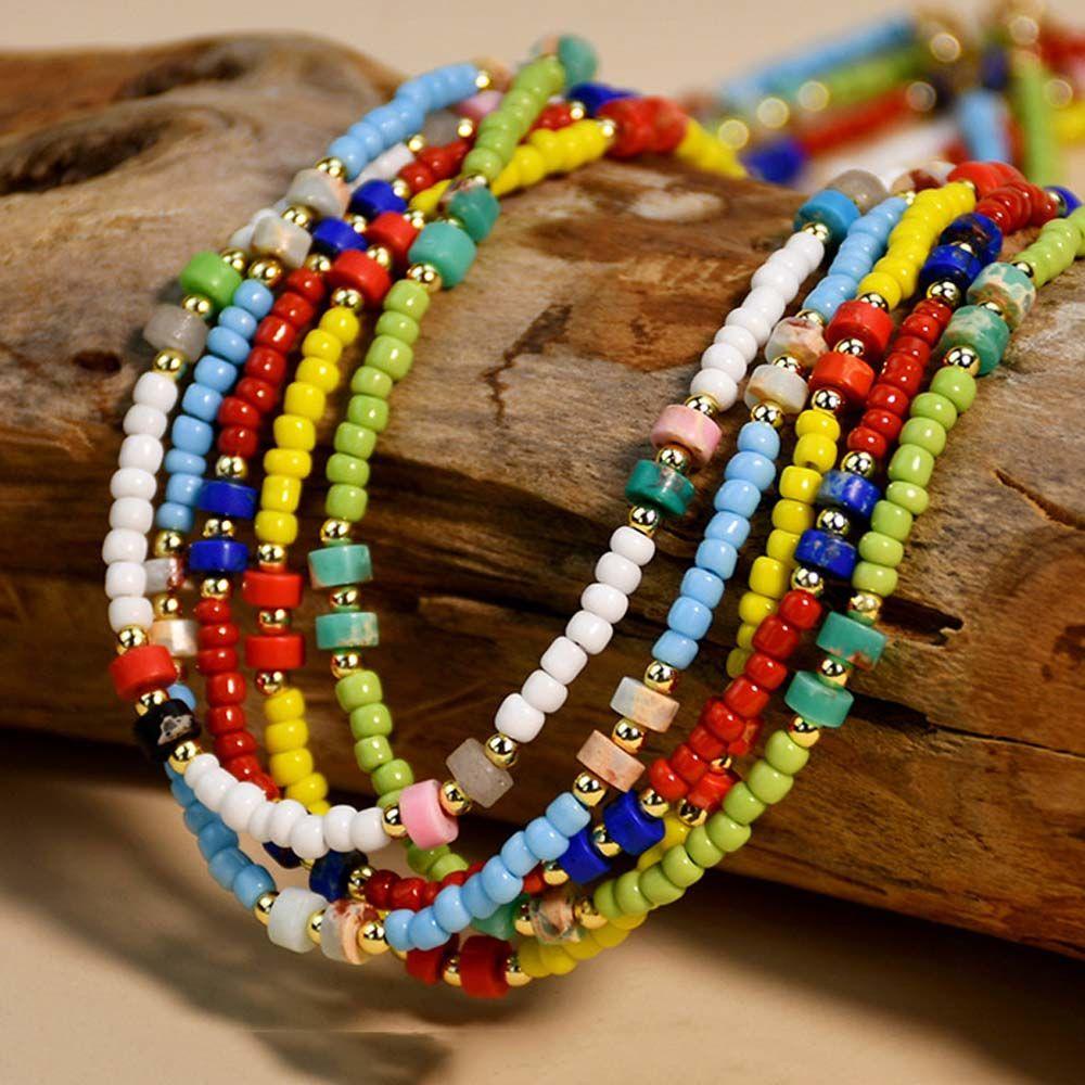 Vòng cổ Hạt Mã Não Nhiều Màu Phong Cách Bohemian Thời Trang VANES1