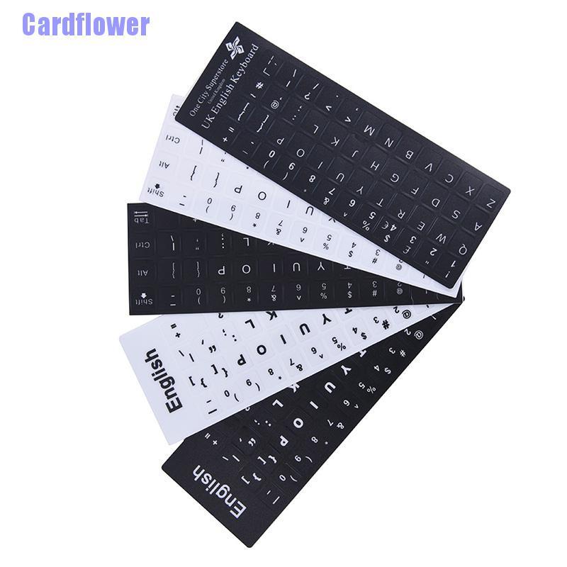 Miếng Dán Bàn Phím Laptop Màu Trắng / Đen In Chữ Tiếng Anh Cardflower
