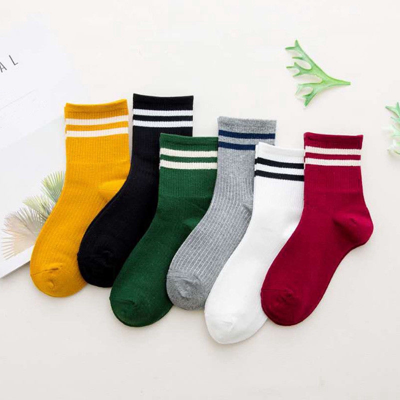 Vớ cổ dài phối sọc kẻ trơn nhiều màu sắc đầy cá tính