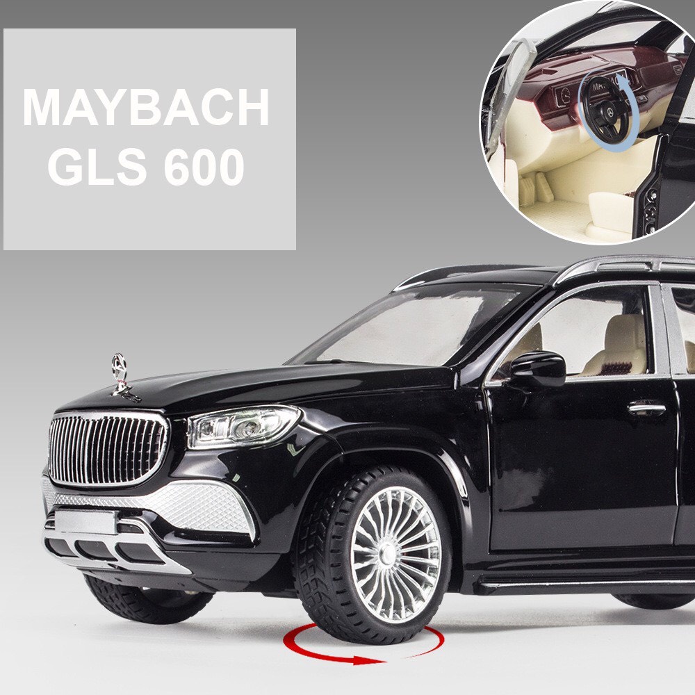 Xe mô hình Mercedes GLS600 tỉ lệ 1:24 hãng Chimei chất liệu kim loại, 3 màu Trắng, Đen, Bạc