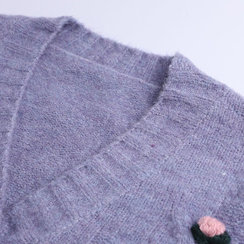 Áo len cardigan kèm áo hai dây dáng ngắn màu tím nhẹ nhàng phong cách mùa thu cho nữ