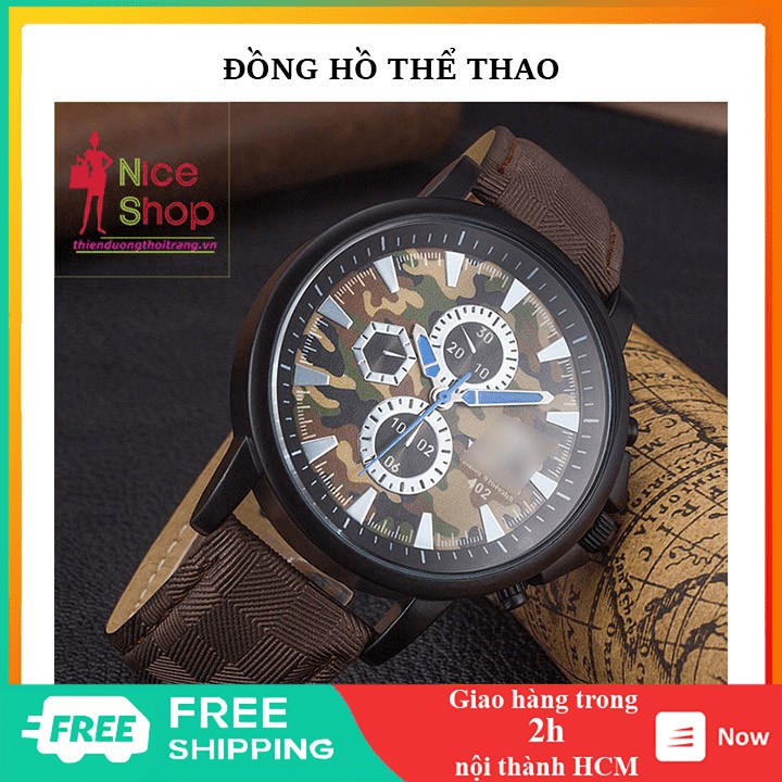 Đồng hồ nam Yazole quân đội dây da, mặt kính chống xước & nước - DH0135