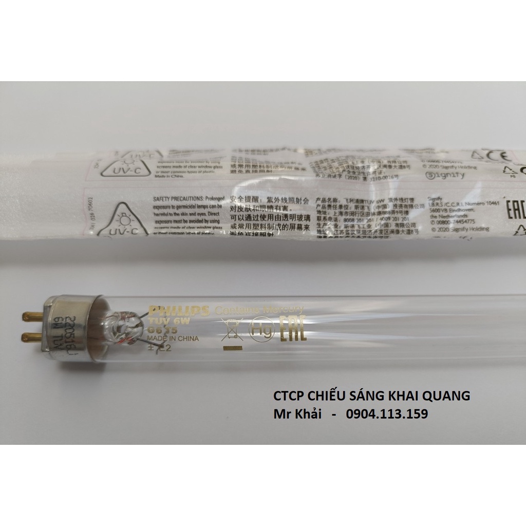 Bóng tiệt trùng máy lọc nước Philips TUV 6W G6 T5 MADE IN CHINA
