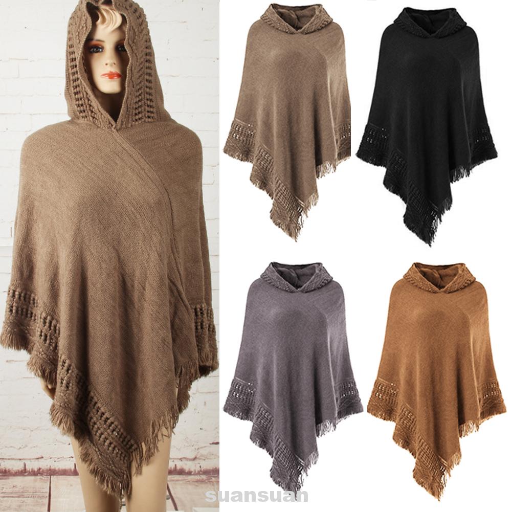 Áo choàng dệt kim phối tua rua thiết kế thanh lịch
 | BigBuy360 - bigbuy360.vn