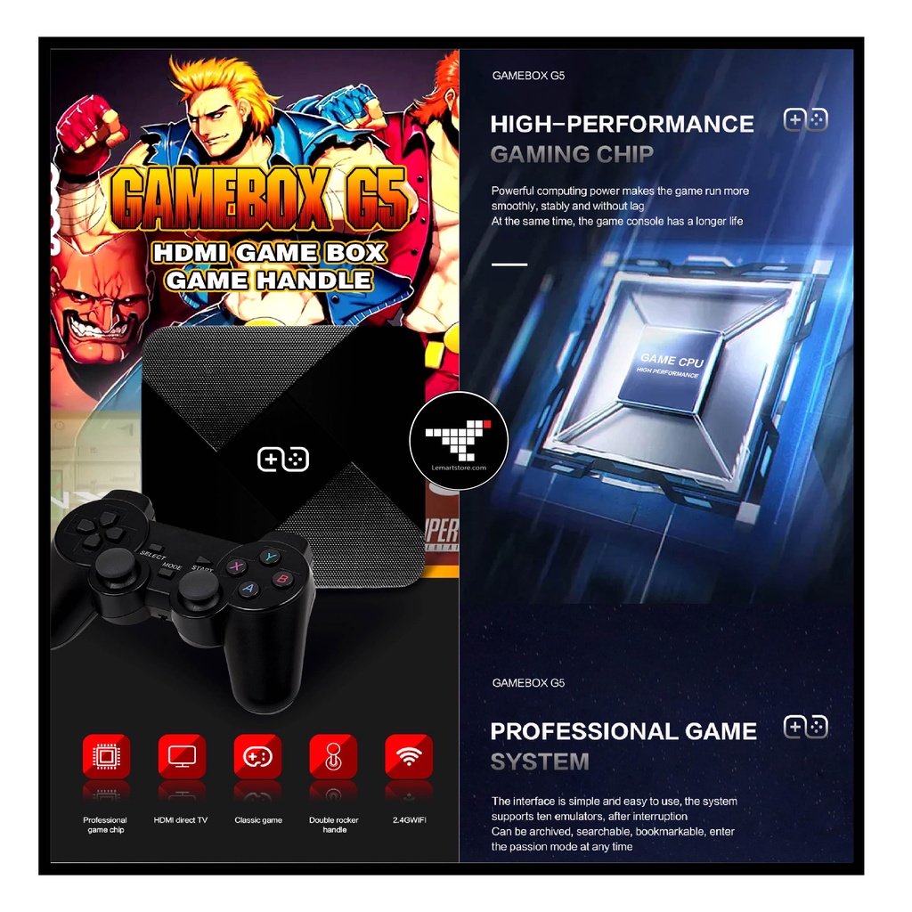 Máy chơi game GAMEBOX G5 128GB kiêm đầu phát Android TiVi Box (2 trong 1) phiên bản cao cấp nhất với hơn 35500 game