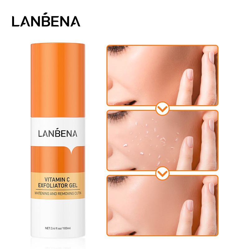 Gel tẩy tế bào chết vitamin C Lanbena làm sạch sâu chân lông, dưỡng ẩm, bật tone, chống lão hoá 100ml- Hanayuki Asia