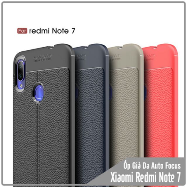 Ốp lưng dẻo Xiaomi Redmi note 7 vân giả da chống sốc Auto Focus cao cấp