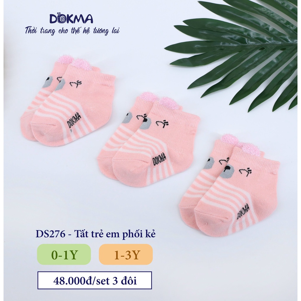 Dokma - Set 3 đôi tất trẻ em chống trượt phối kẻ (0-3y) DS276