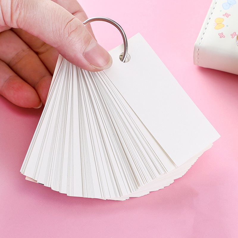 Flashcard học từ vựng chữ nhật hình dễ thương kèm khoen cao cấp nhiều size kèm bìa 4D